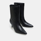 Leather Mid-Calf High Heel Boots - shopaleena