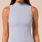 Light Blue Asymmetric Lace-Overlay Cotton Dress - shopaleena