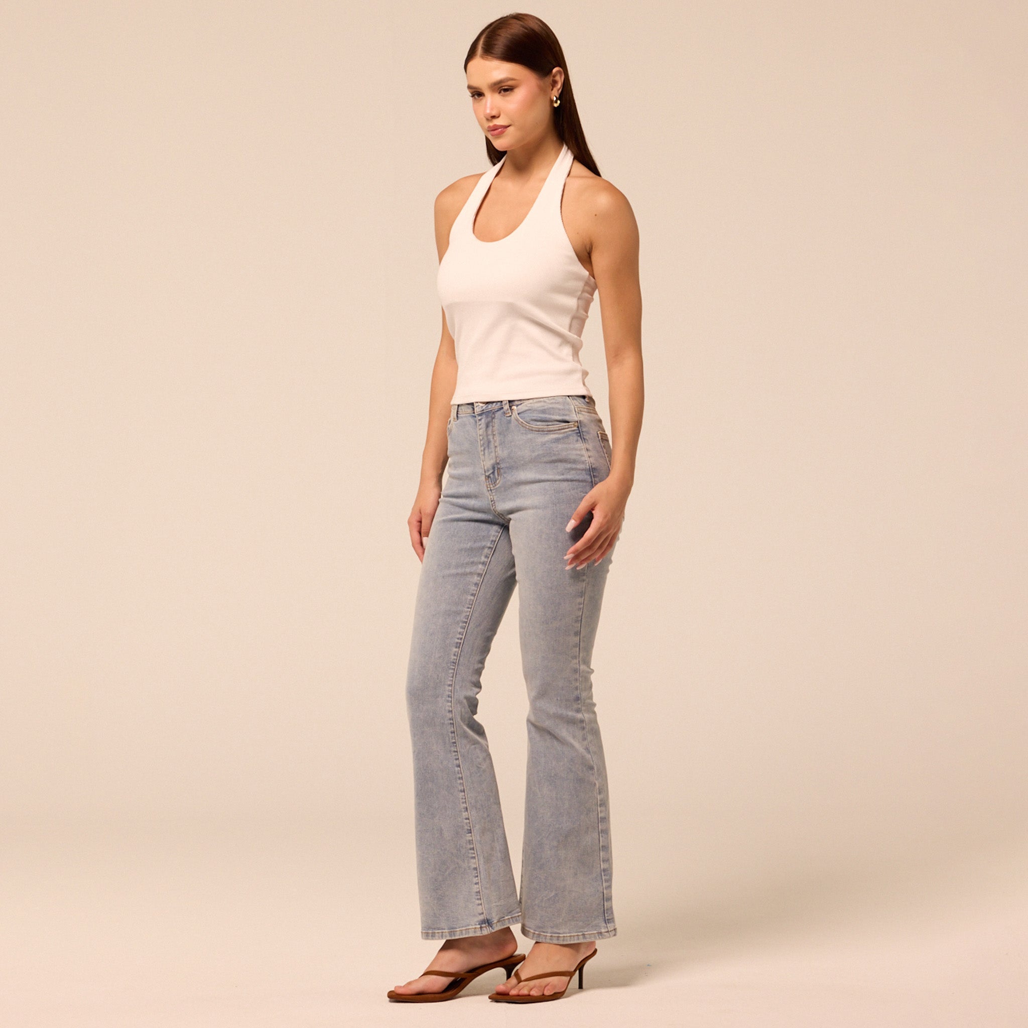 Light Blue Flare Jeans - shopaleena