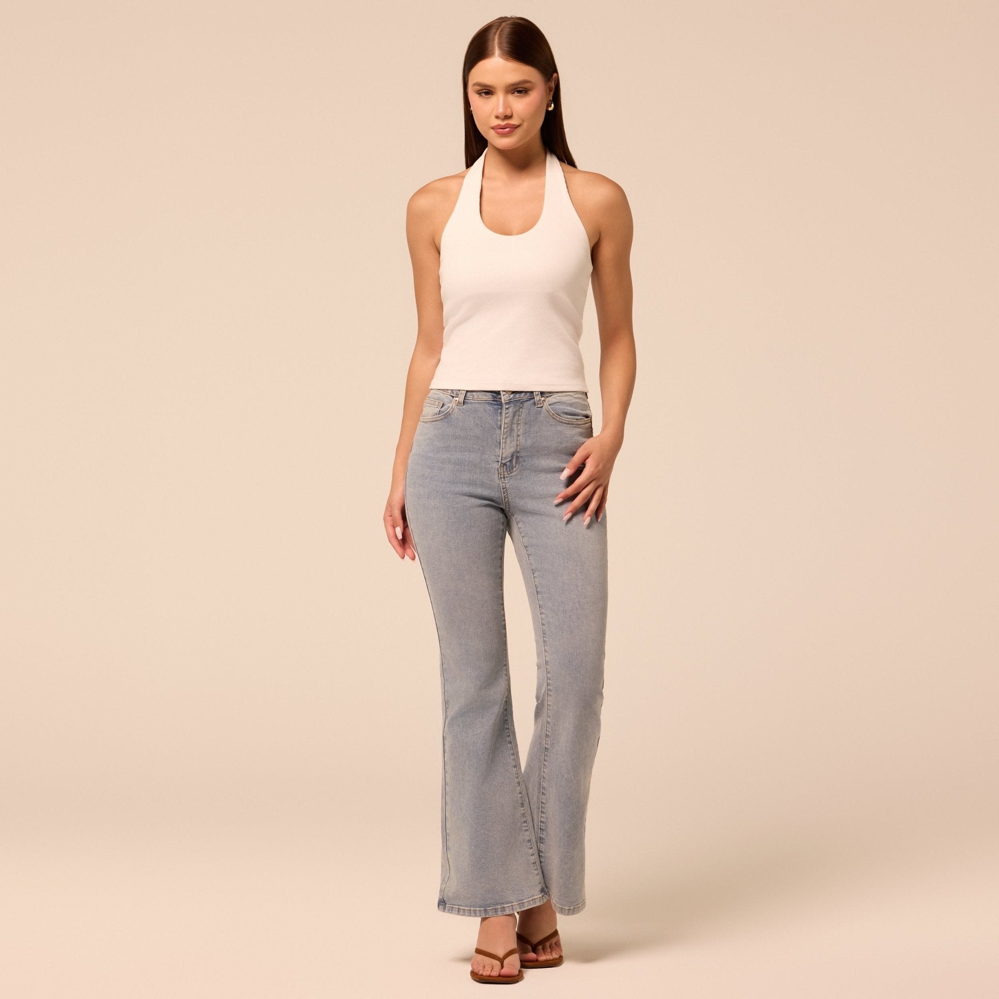 Light Blue Flare Jeans - shopaleena