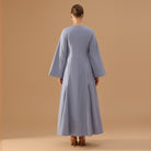 Light Blue Flared A - Line Abaya with Matching Slip Dress - shopaleena