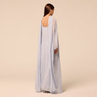 Light Blue Spaghetti Strap Dress with Sheer Chiffon Cape - shopaleena