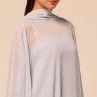 Light Blue Spaghetti Strap Dress with Sheer Chiffon Cape - shopaleena
