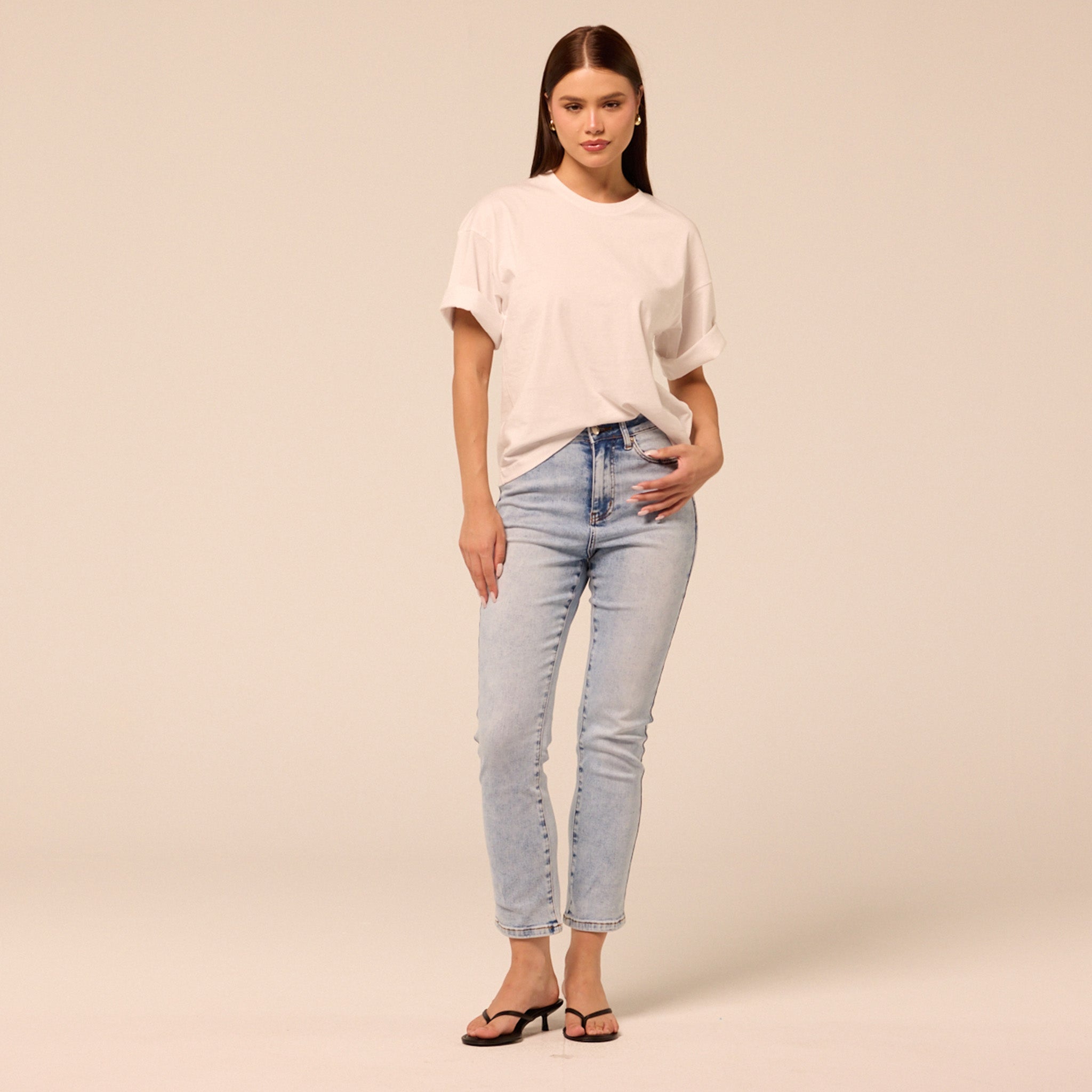 Light Blue Straight Leg Jeans - shopaleena