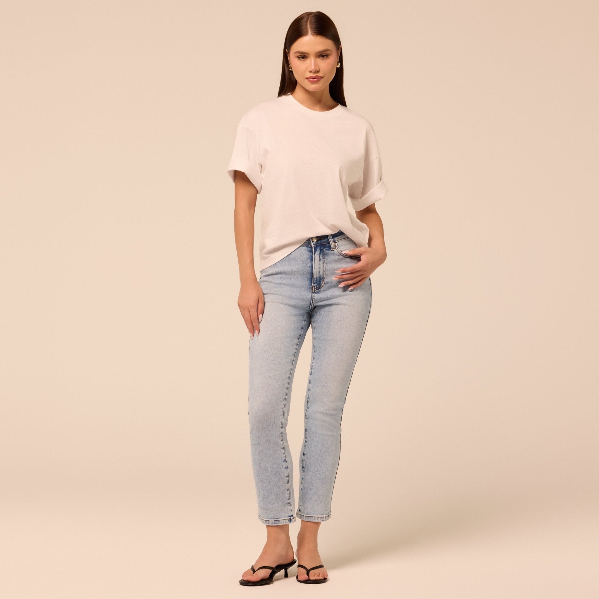 Light Blue Straight Leg Jeans - shopaleena