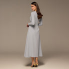 Light Blue Twisted Neck Crepe Maxi Dress - shopaleena