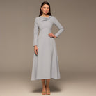 Light Blue Twisted Neck Crepe Maxi Dress - shopaleena