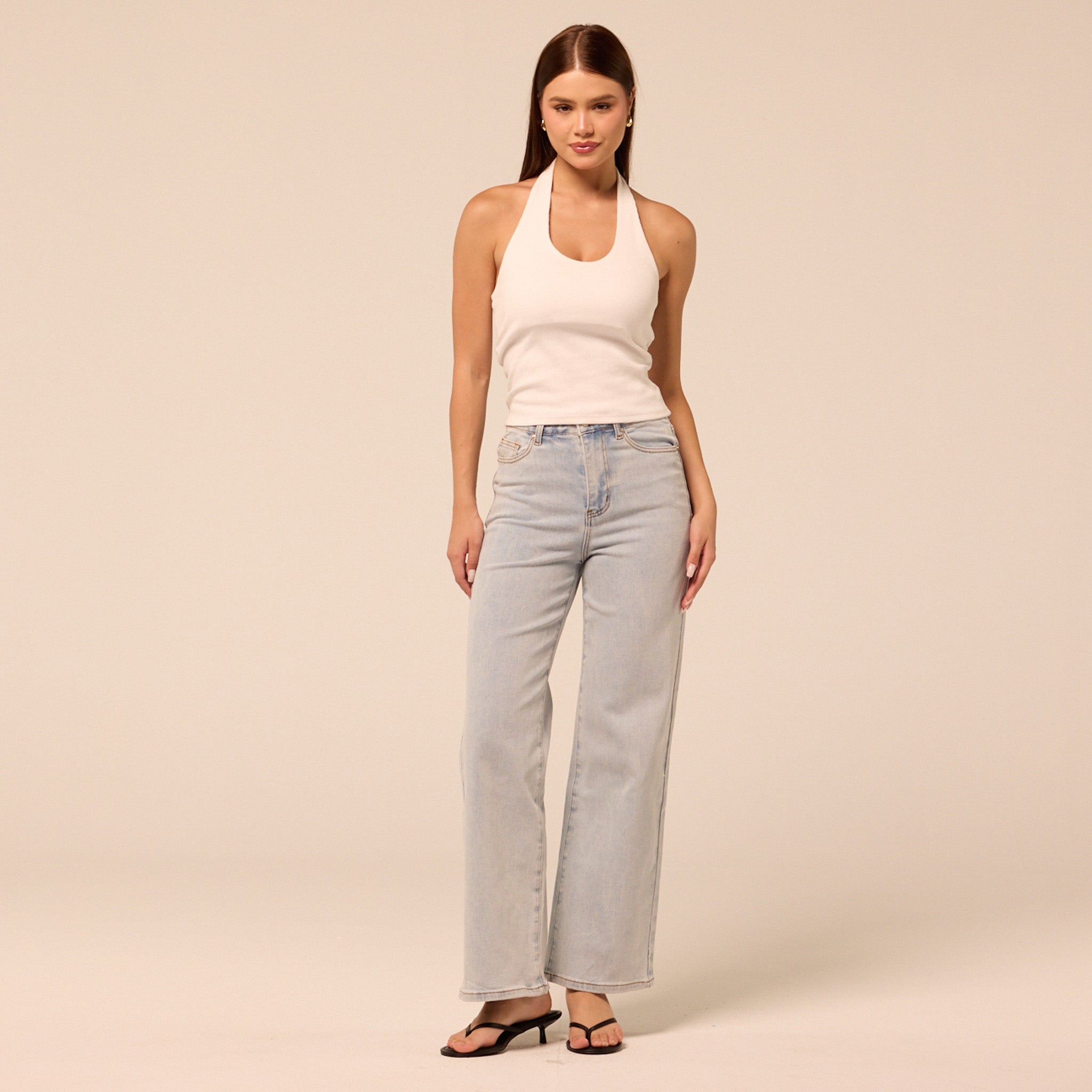 Light Blue Wide Leg Jeans - shopaleena
