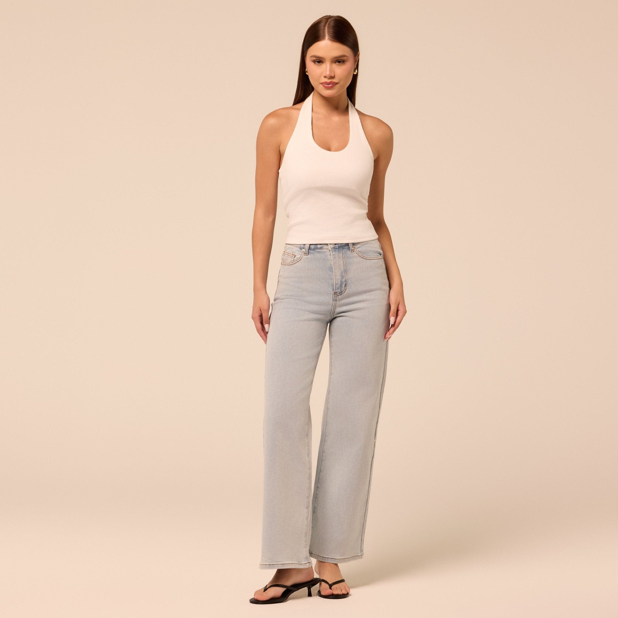 Light Blue Wide Leg Jeans - shopaleena
