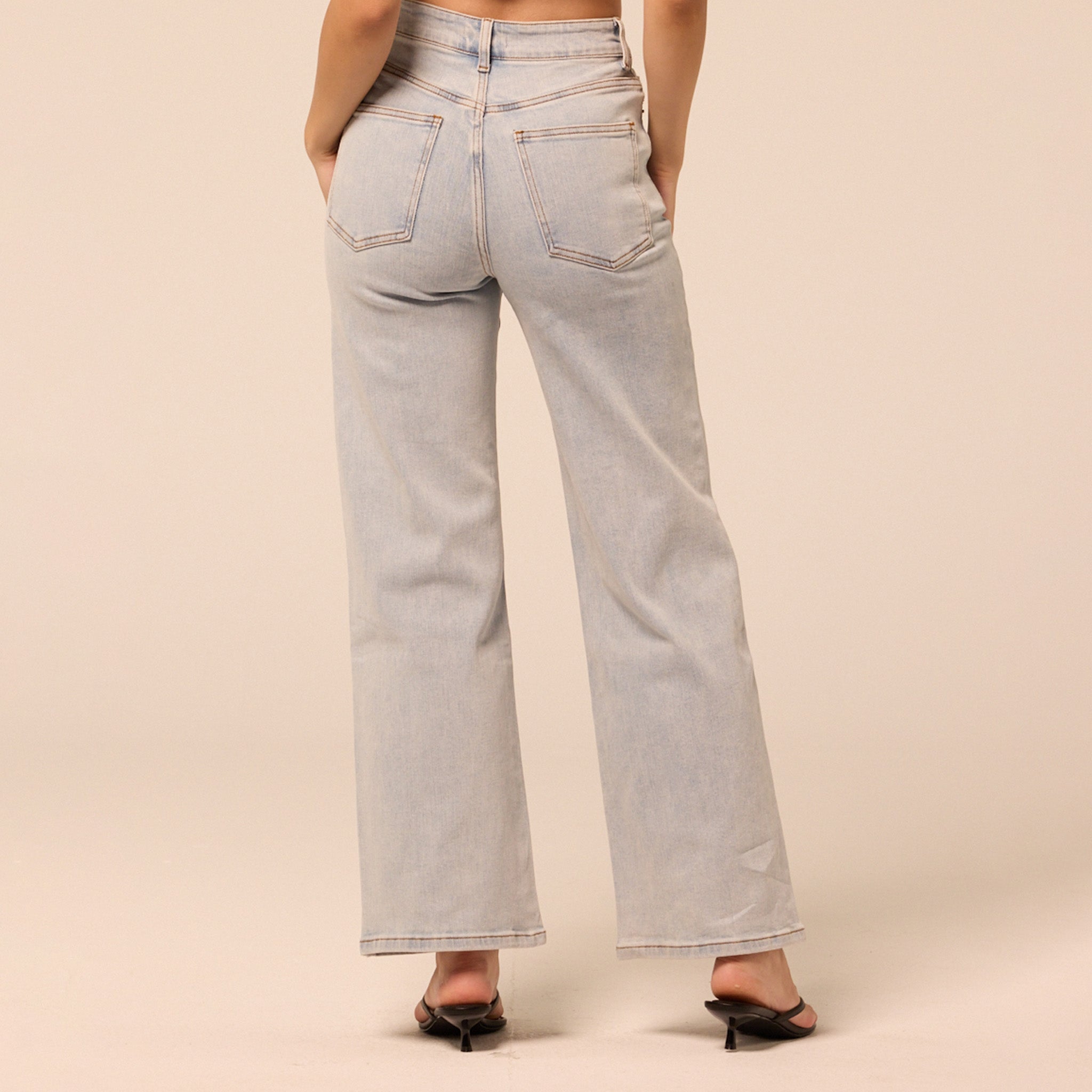 Light Blue Wide Leg Jeans - shopaleena