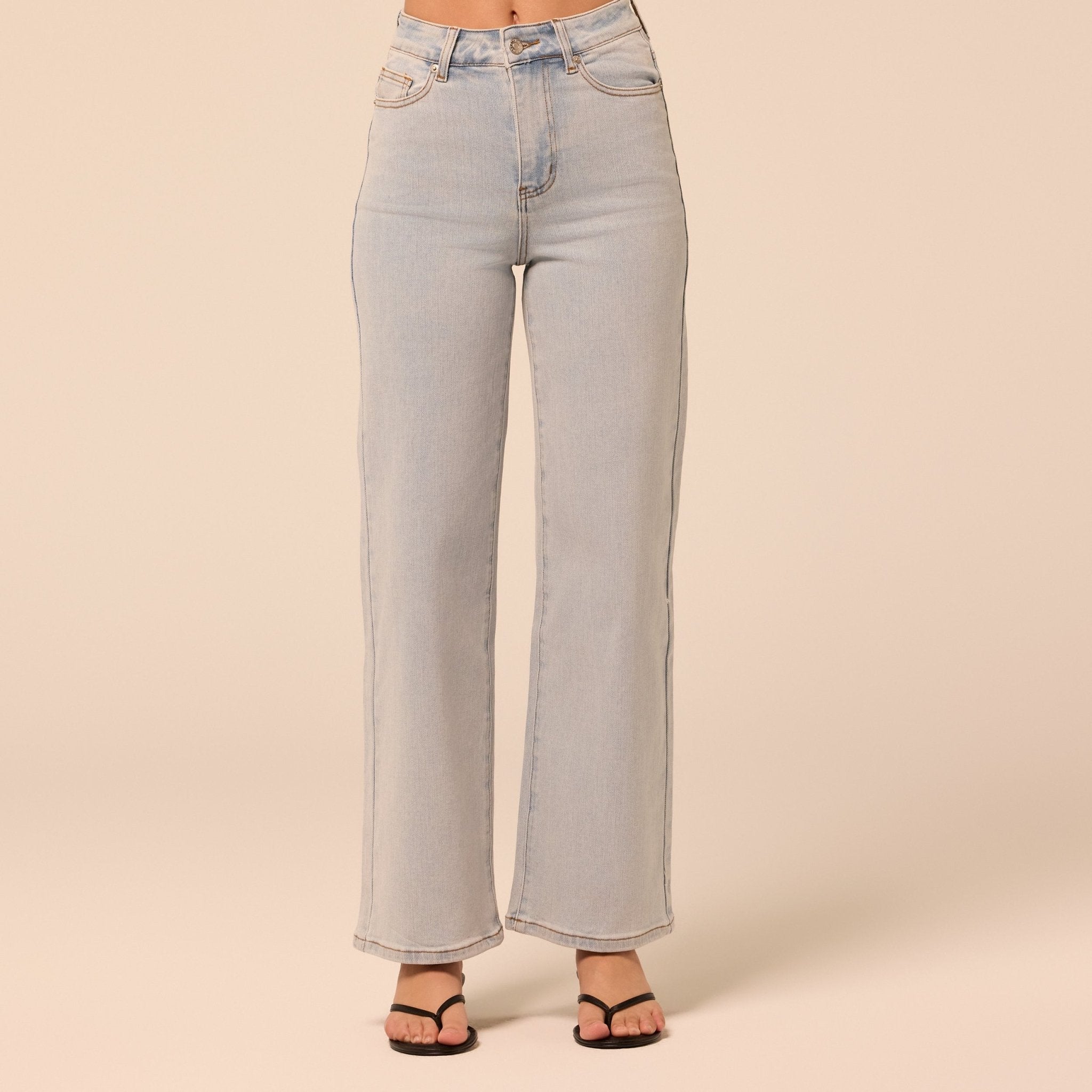 Light Blue Wide Leg Jeans - shopaleena