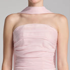 Light Pink Chiffon Strapless Maxi Dress with Scarf - shopaleena