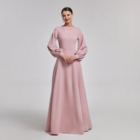 Light Pink Crepe A - Line Gown - shopaleena