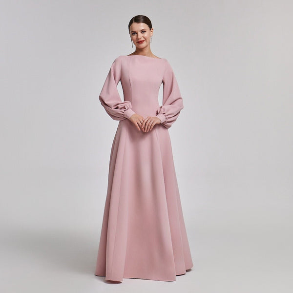 Light Pink Crepe A-Line Gown – shopaleena