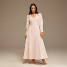 Light Pink Long Sleeve Shirt Maxi Dress - shopaleena