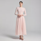 Light Pink Long Sleeves Godet Maxi Dress - shopaleena