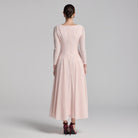 Light Pink Long Sleeves Godet Maxi Dress - shopaleena