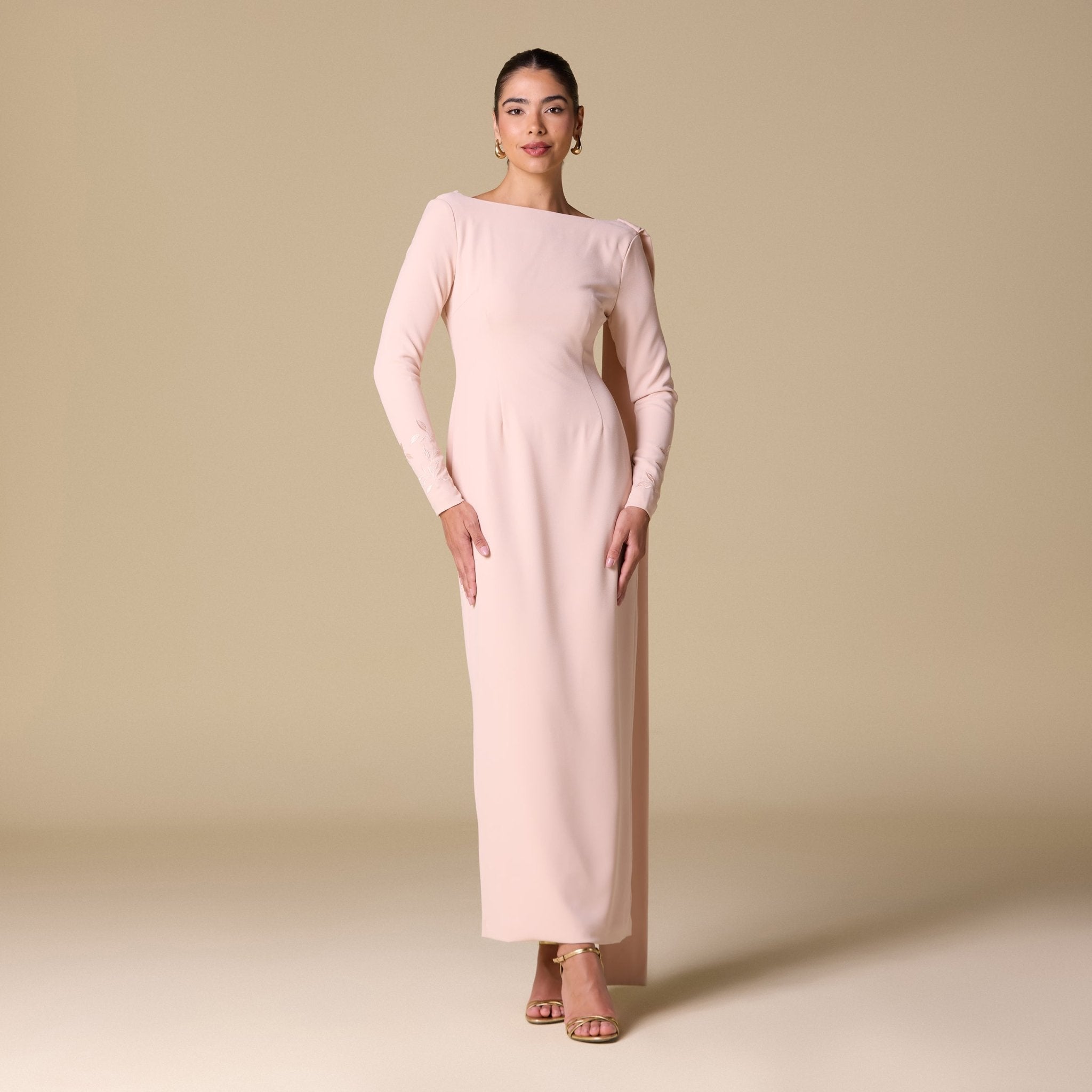 Light Pink Long Sleeves Maxi Dress - shopaleena