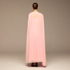 Light Pink Spaghetti Strap Maxi Dress with Sheer Chiffon Cape - shopaleena