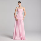 Light Pink Strapless Ruched Taffeta Gown - shopaleena