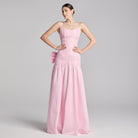 Light Pink Strapless Ruched Taffeta Gown - shopaleena