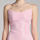 Light Pink Strapless Ruched Taffeta Gown - shopaleena