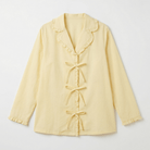 Light Yellow Cotton Ruffles and Bow Shirt For Kids - shopaleena