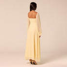 Light Yellow Cross-Halter Chiffon Maxi Dress - shopaleena