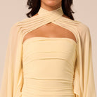 Light Yellow Cross-Halter Chiffon Maxi Dress - shopaleena
