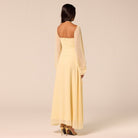 Light Yellow Cross-Halter Chiffon Maxi Dress - shopaleena