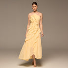 Light Yellow Halter Ruffle Chiffon Dress - shopaleena