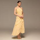 Light Yellow Halter Ruffle Chiffon Dress - shopaleena