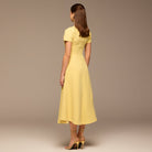 Light Yellow Short Sleeve Crepe Dress - shopaleena