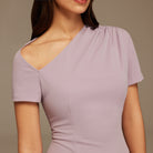 Lilac one - shoulder asymmetric Midi Dress - shopaleena