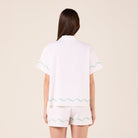 Linen Blend Wavy Line Shorts - shopaleena