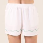 Linen Blend Wavy Line Shorts - shopaleena