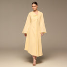 Linen Button-Front Flared Dress - shopaleena