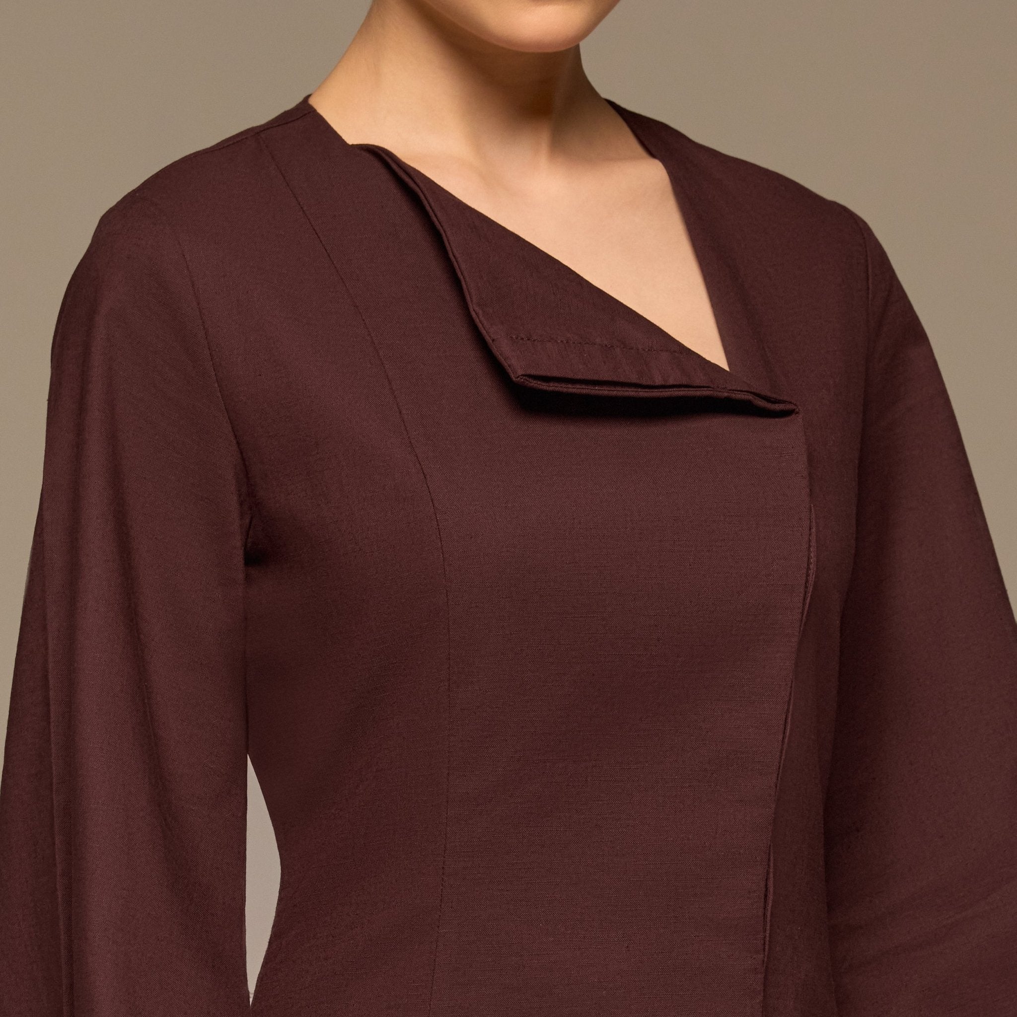 Linen Button-Front Flared Dress - shopaleena