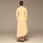 Linen Button-Front Flared Dress - shopaleena