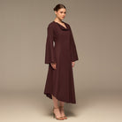 Linen Button-Front Flared Dress - shopaleena