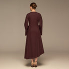 Linen Button-Front Flared Dress - shopaleena