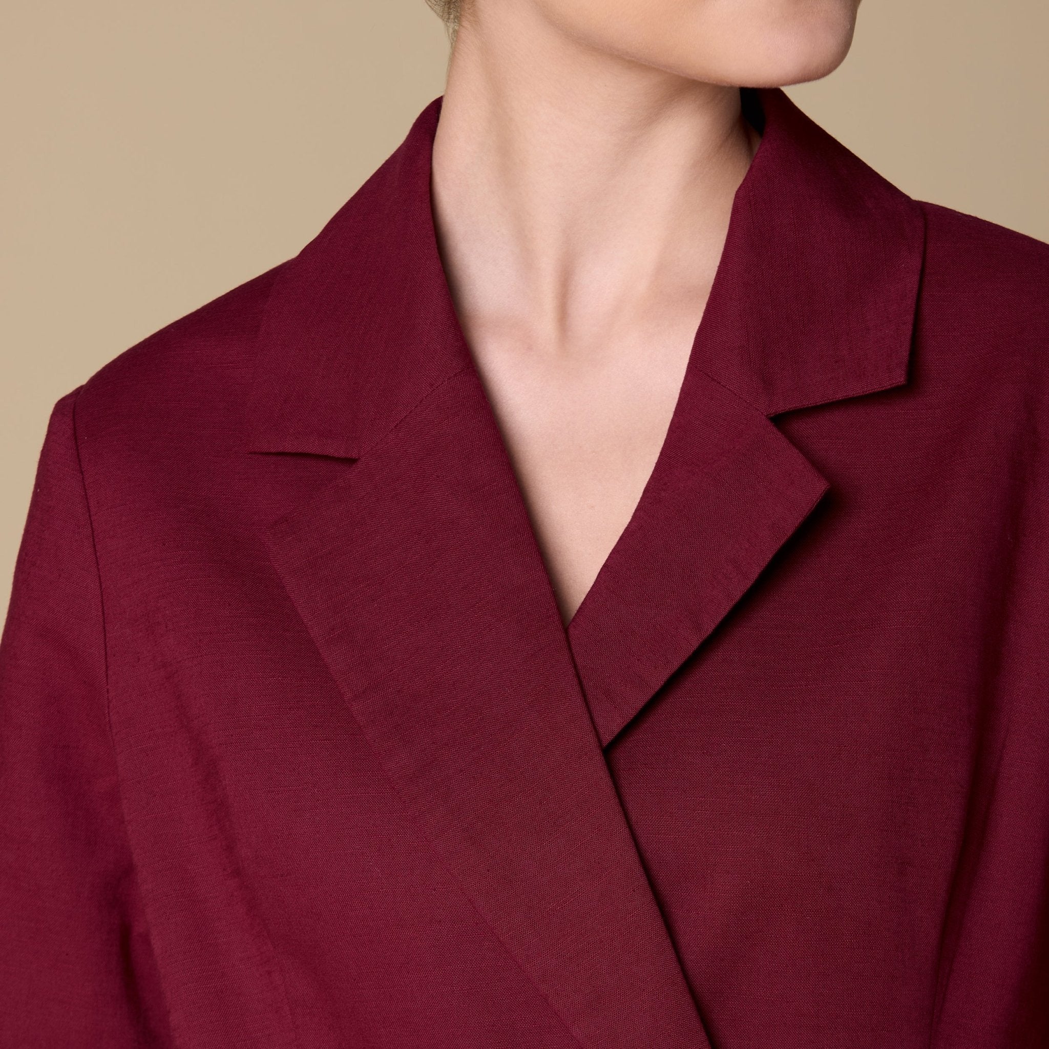 Linen Fabric Button Blazer - shopaleena