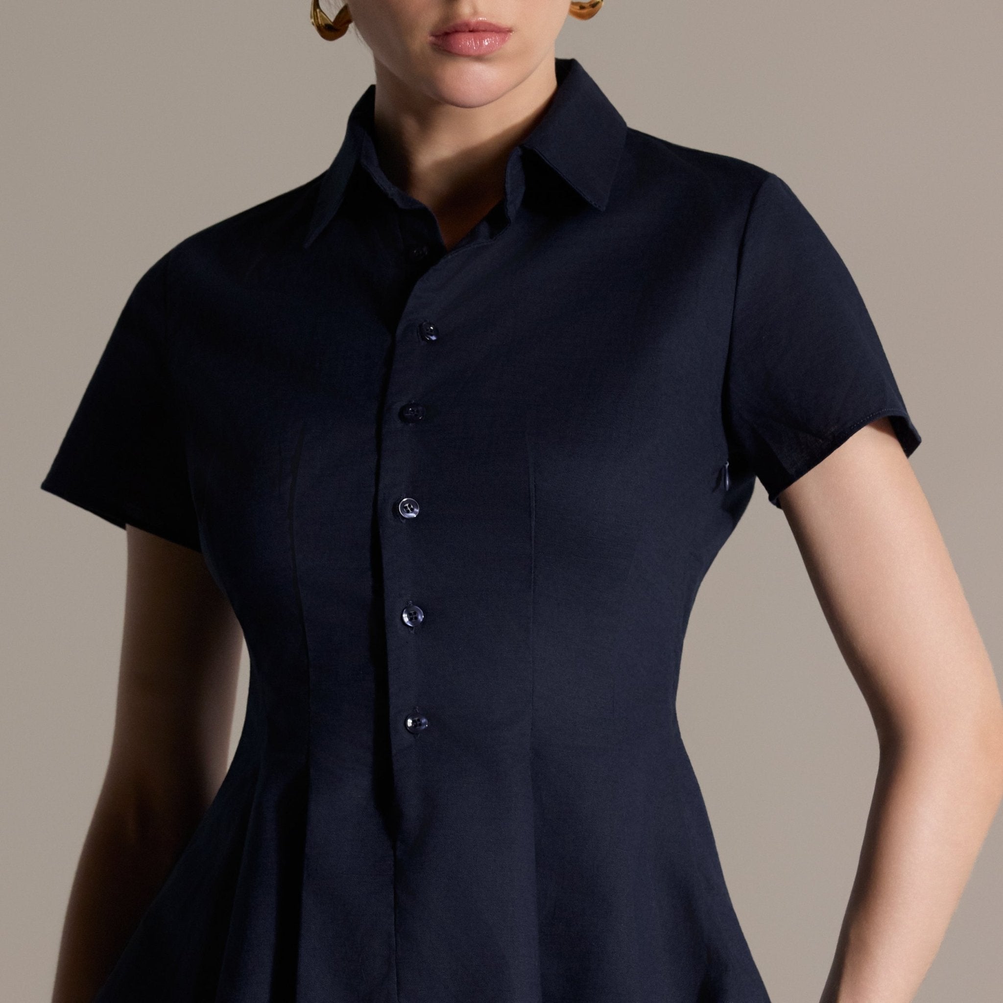 Linen Peplum Shirt - shopaleena