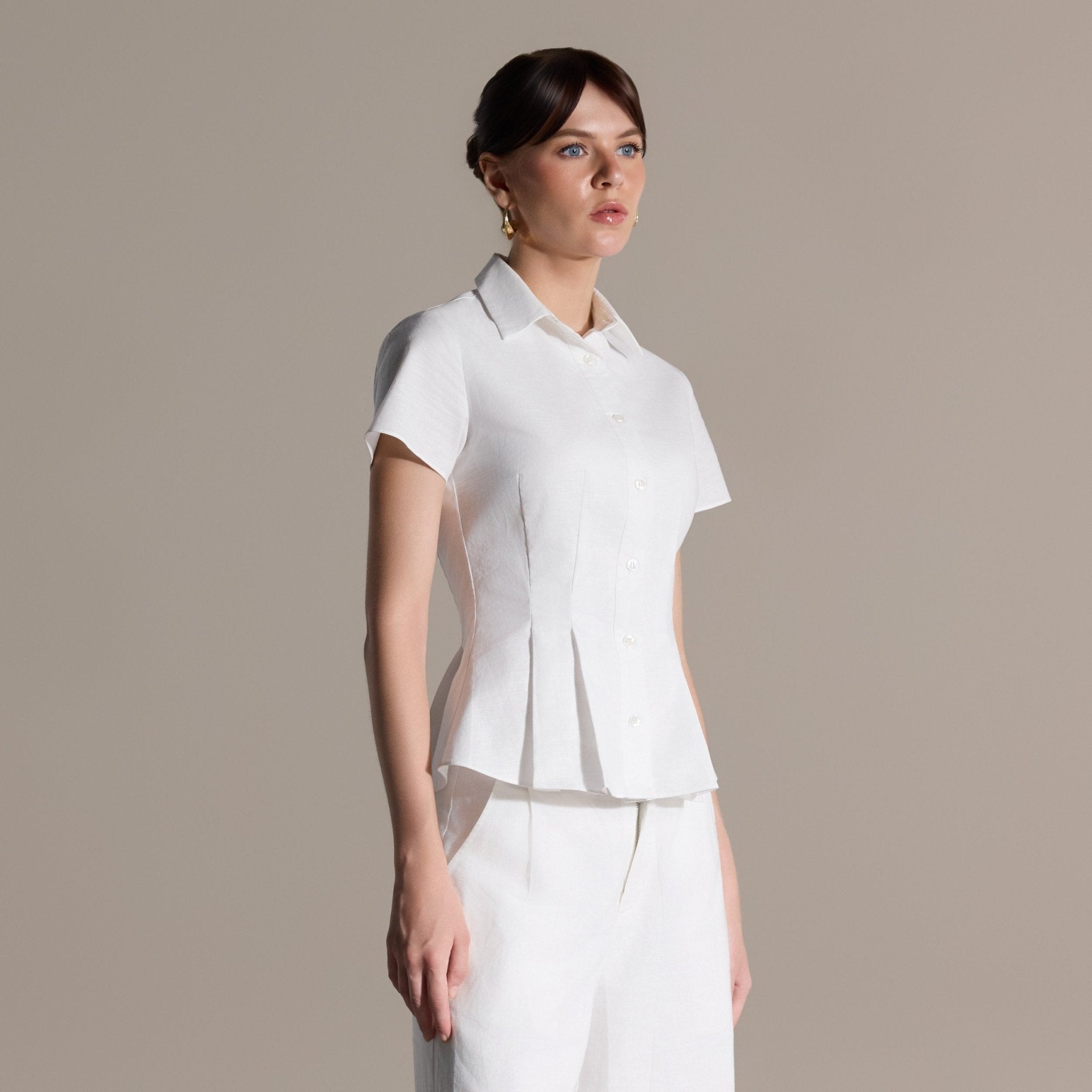 Linen Peplum Shirt - shopaleena