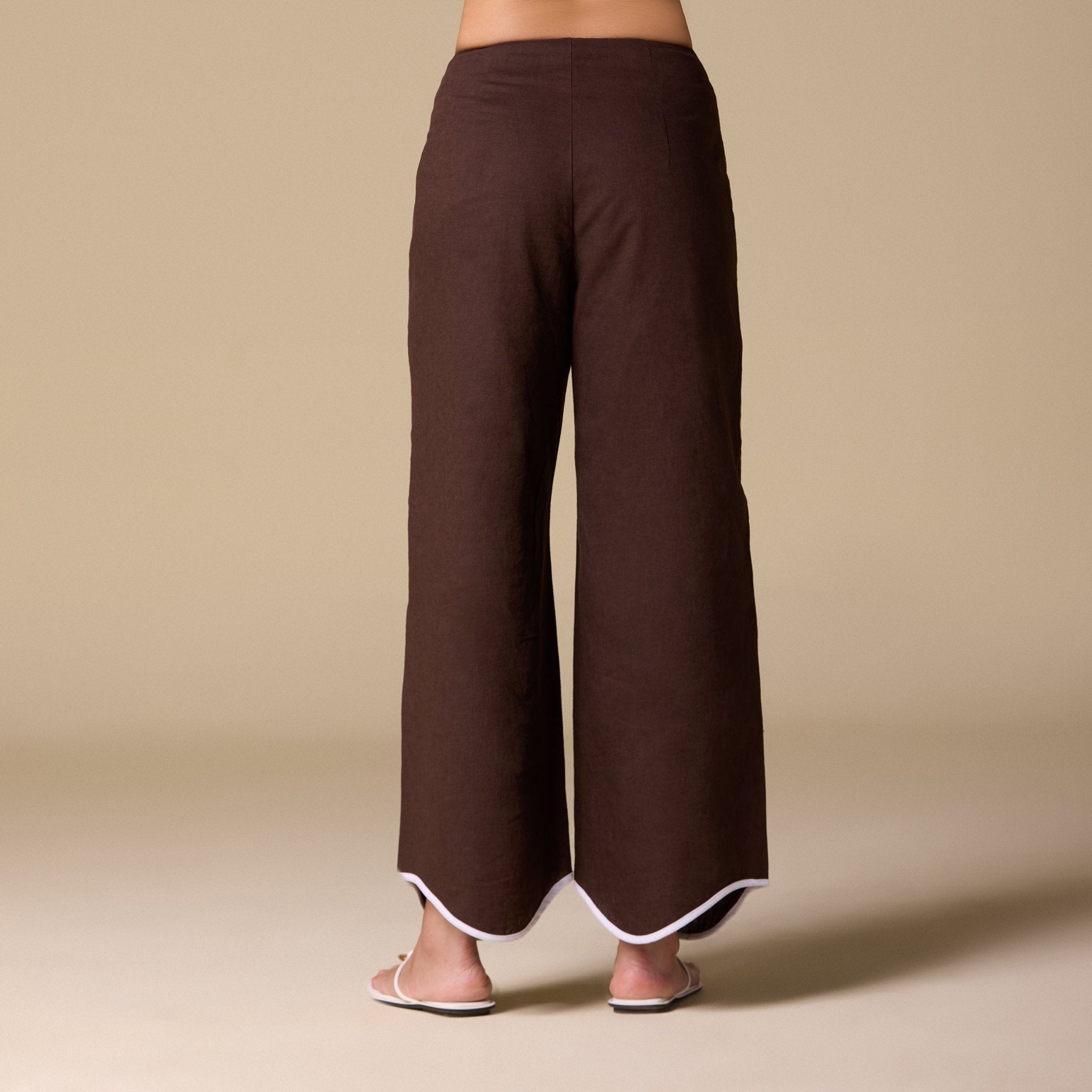 Linen Piping Wide Leg Pants - shopaleena