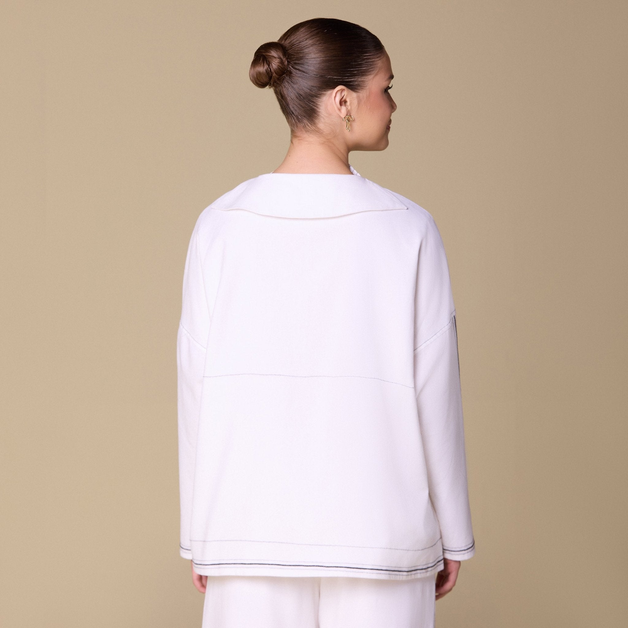 Linen Shirt with Stitch Detailing - shopaleena