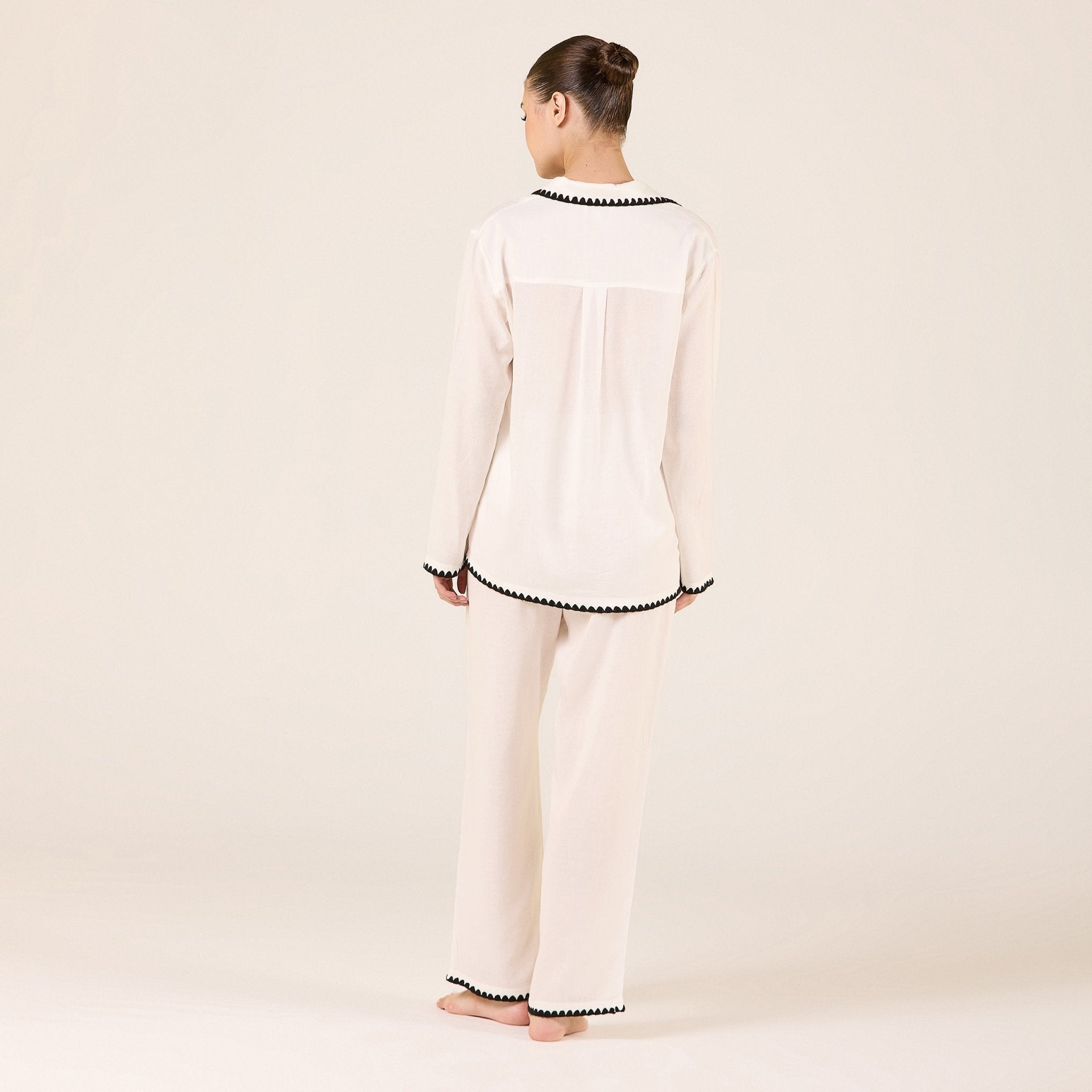 Linen Stitch Trim Pants - shopaleena