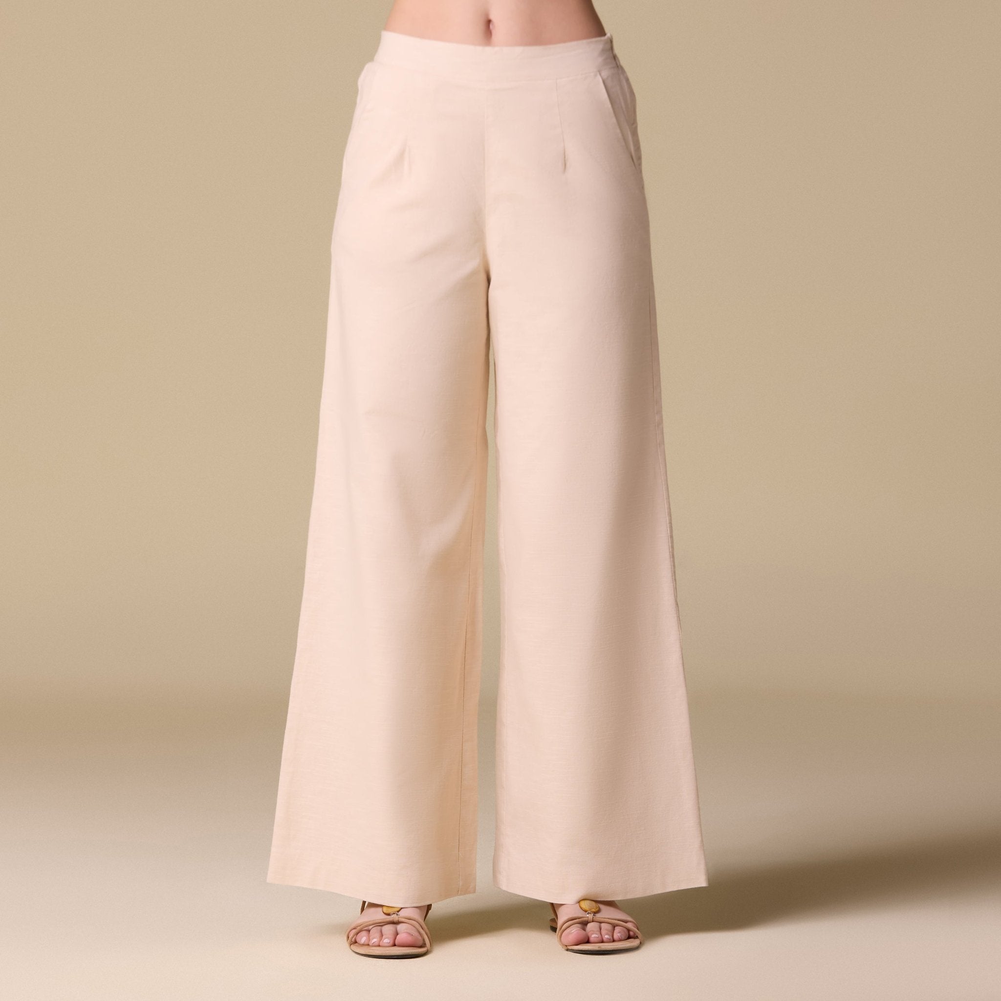 Linen Wide Leg Pants with Side Pockets - shopaleena