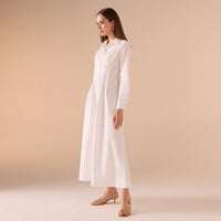 Long Sleeve A - line Maxi Poplin Dress - shopaleena