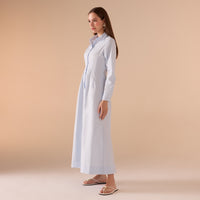 Long Sleeve A - line Maxi Poplin Dress - shopaleena